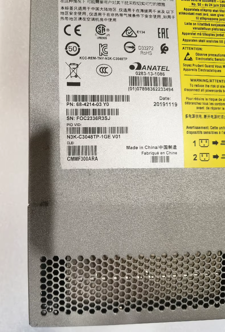 Switch Cisco Nexus N3K C3048TP 1GE 48 Ports 101001000M+ 04 Port 10G SFP+ 03