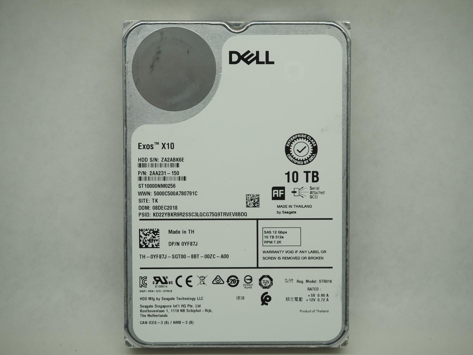 dell 10tb 7 2k 12gbps sas 3 5 inch hard drive 0yf87j 04