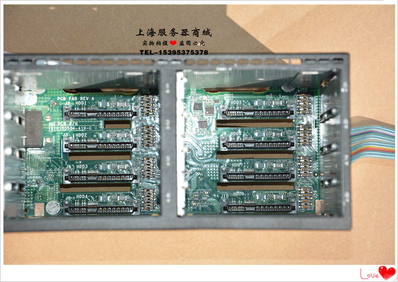 hp proliant dl380 g8 8 bay sas hard drive backplane board 643705 001 w cables 01