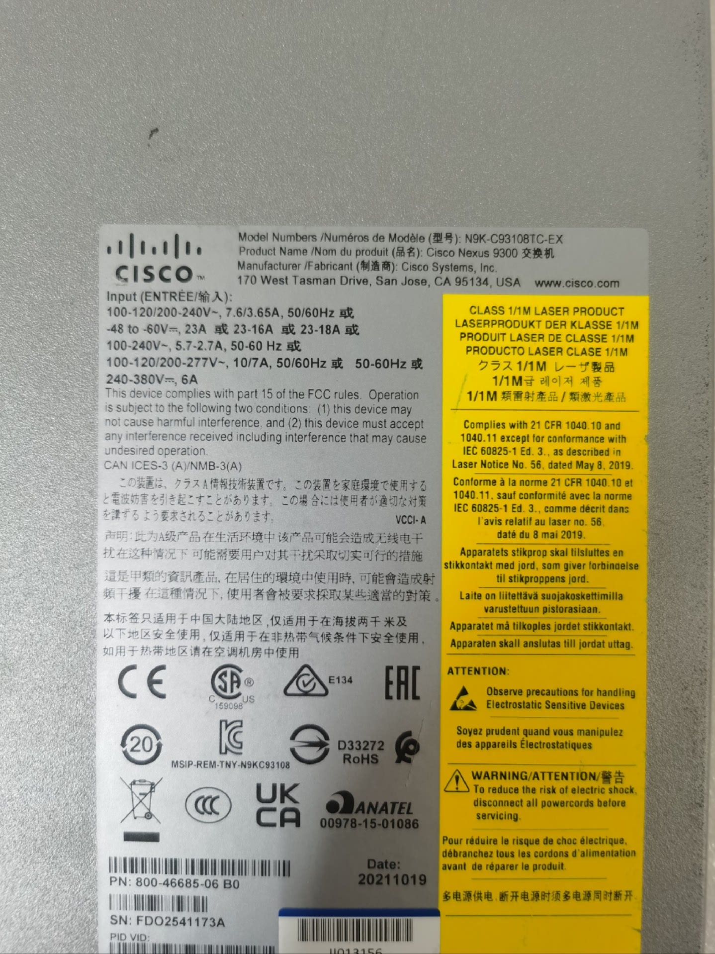 Switch Cisco nexus N9K C93108TC EX 04