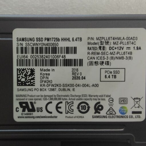 ssd enterprise samsung pm1725b hhhl 6 4tb nvme pcie x8 03
