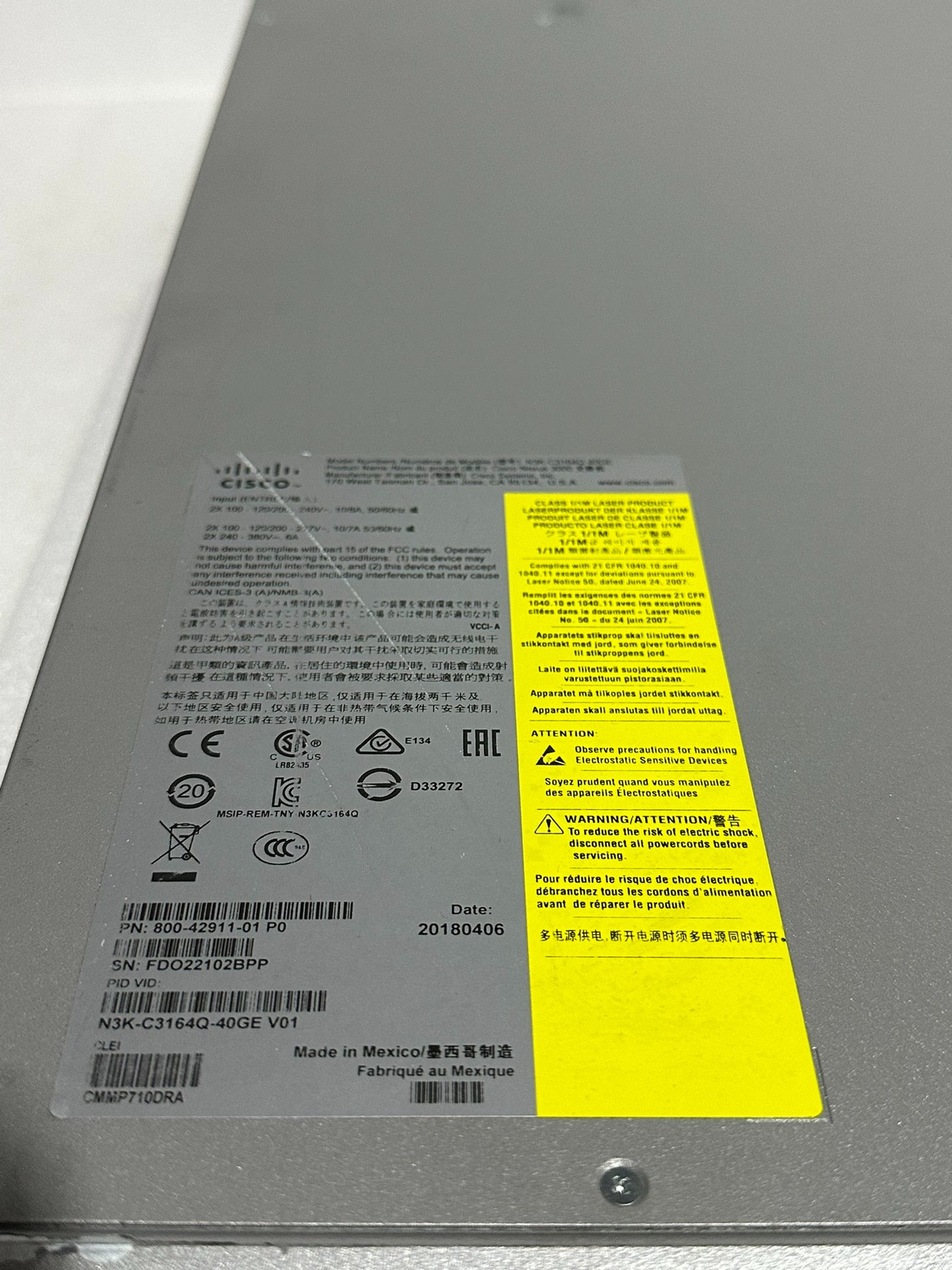 switch cisco nexus n3k c3164q 40ge 64 ports qsfp 2u 04